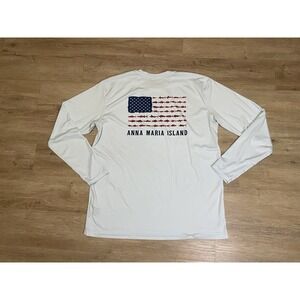 Altered Latitudes Men's 2XL Long Sleeves T Shirt Tan UPF 50 Anna Maria FL Beach